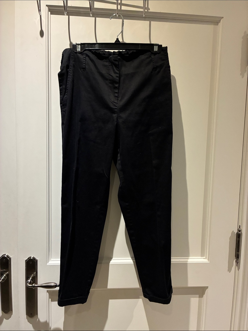 Lord & Taylor Petite Black High-Waist Elastic Waist Tapered Ankle Pants 👵MT